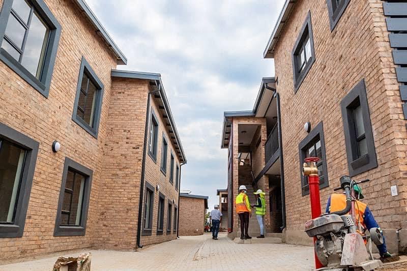 Walkway between apartment blocks at Opal Students Apartments